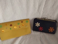 2 SMALL WALLETS  GOLD AND NAVY COLORED PERFECT GIFTS