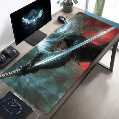 1 Large-sized Esports Gaming Mouse Pad Featuring a Fierce Scene of a Silvery-ha