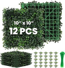 Grass Wall 12 Pack 10"X10" Artificial Boxwood Hedge Wall Panels, Privacy Hedge S