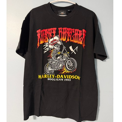 #ad Harley Davidson Rusty Butcher Hooligan 1903 T Shirt Men#x27;s Large Black 0653 $31.99