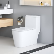 White One Piece Toilet 12'' Rough-in Elongated Toilet 1.1/1.6 GPF Dual Flush
