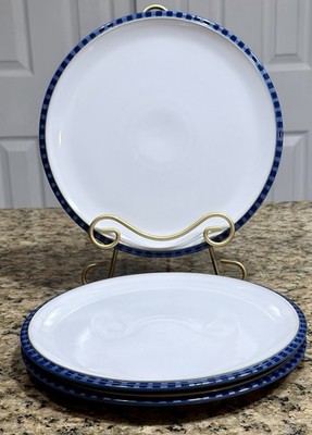 Denby Reflex Dinner Plates Set of 3   10.5  Blue White Stoneware England