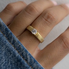 FINE Minimalist SILVER Ring, CZ Ring, Statement Ring, Chunky Ring, Band