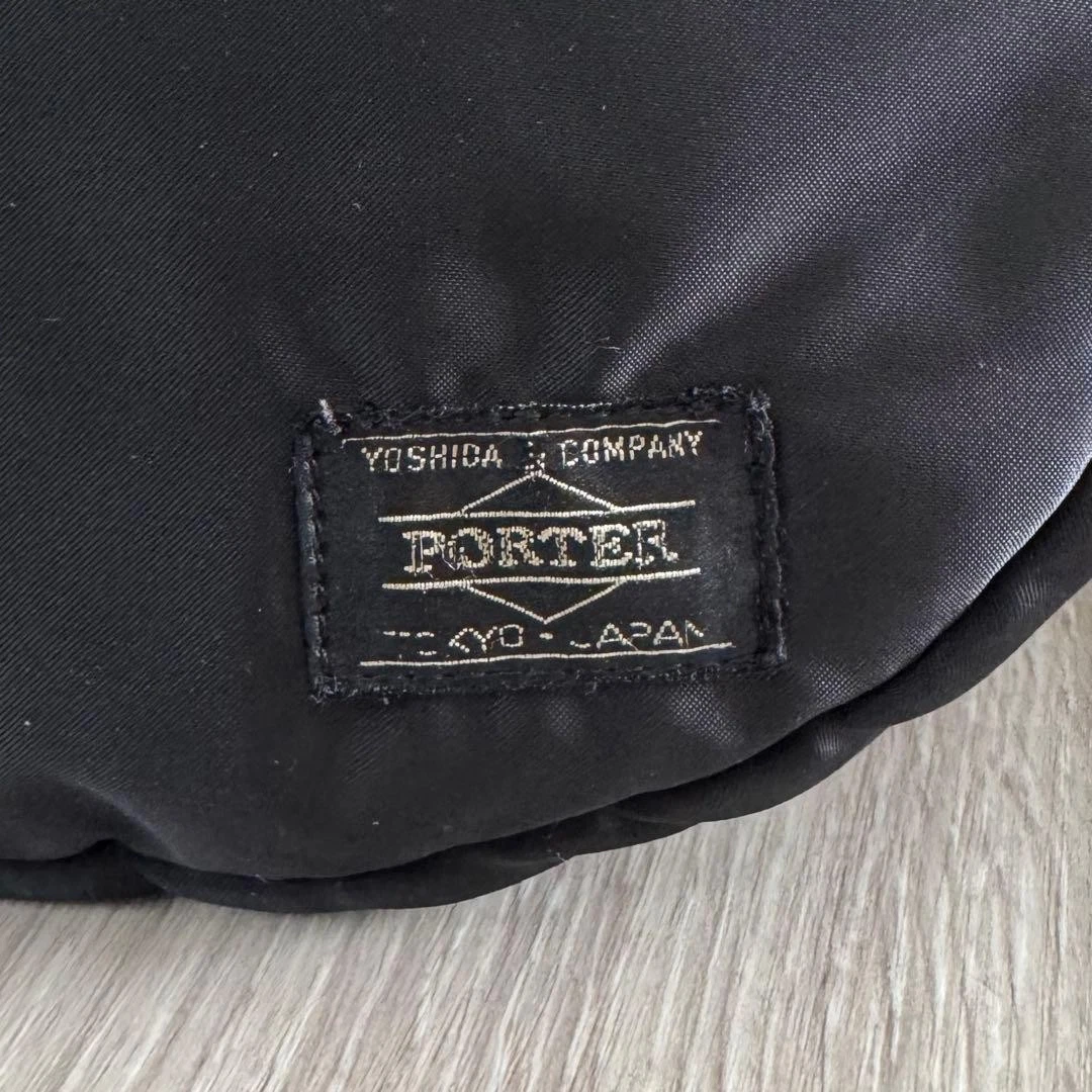 PORTER Yoshida TANKER Half Moon Shoulder Bag Black Nylon Orange Lining Japan