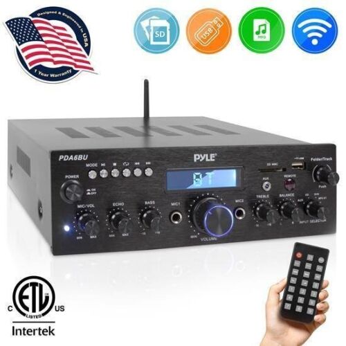 Pyle tragbarer Bluetooth Stereo Receiver, 200 W, 2 Kanal, FM/AUX/USB/SD Speicher PDA6BU - Bild 1 von 8