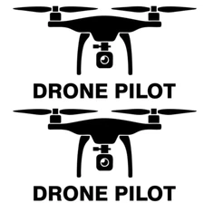 DRONE PILOT - Two 6" Black Vinyl decals drone hobbyist car truck window laptop