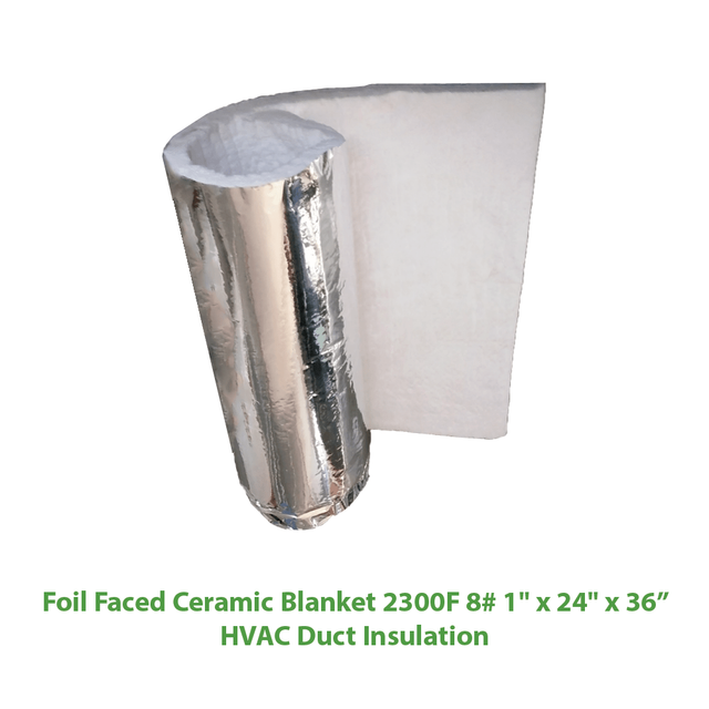 Foil Faced Ceramic Blanket 2300F 8 1" x 24" x 36" HVAC Duct Insulation