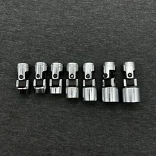 Vintage Duro-Indestro Universal Swivel Socket Set 6pt 3/8" drive 7pc 3/8”-3/4”