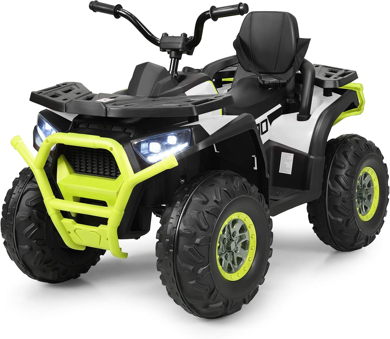 Costzon Kids ATV, 12V Battery Powered Electric Vehicle W/Safety Belt, LED Light,
