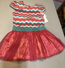 NWT Girls Sweet Heart Rose Size 4T Chevron Glitter Skirt Dress