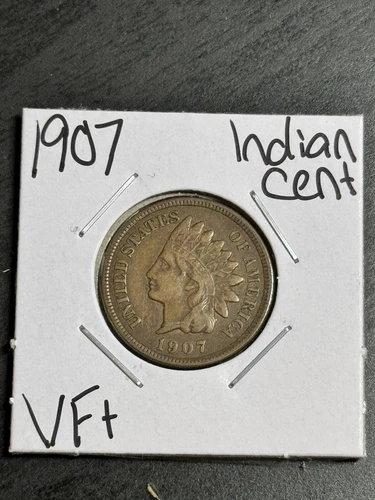 1907 Indian Head Cent Penny VF Very Fine U.S. 1c Coin (Raw15133)