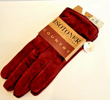 Isotoner Country women suede gloves size L NEW with tags deep red gift