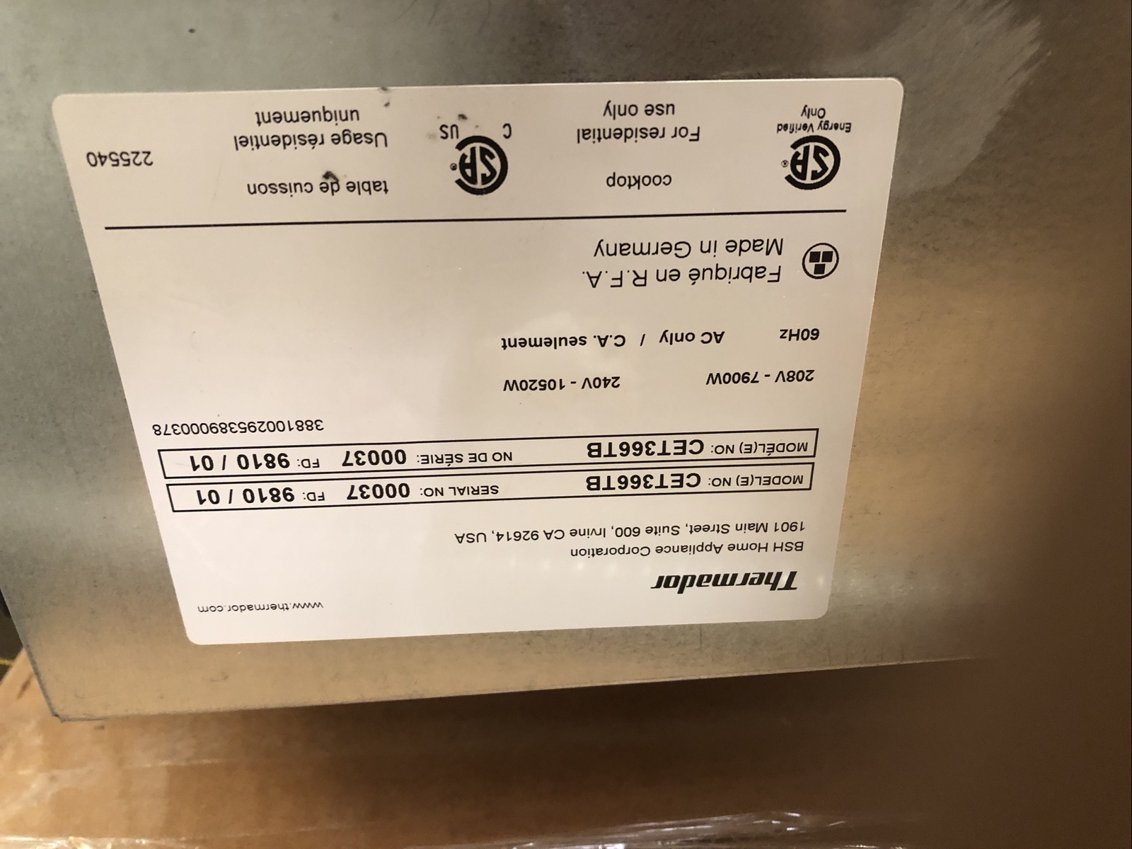 NIB Thermador Masterpiece 36" 5 Elements Smoothtop Electric Cooktop