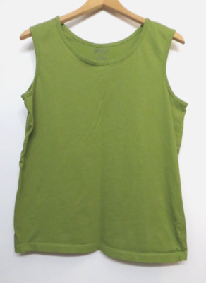 Easy Essentials Shirt Womens 1X Green Tank Top Pullover 100% Cotton Stretch Top