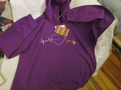 Feeling PROUD women's size Medium Purple Hooded Sweatshirt NEW with tag