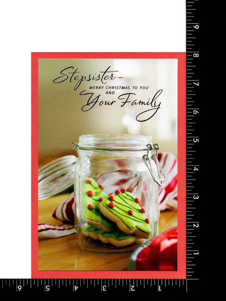 Tarjeta de FELIZ NAVIDAD AMOROSA PARA HERMANASTRA Y FAMILIA, tarro de galletas de Hallmark +✉ Foto 3 de 4