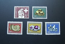 Briefmarken Schweiz Pro Patria 1958 plus Viererblocks Mi657-661 postfrisch