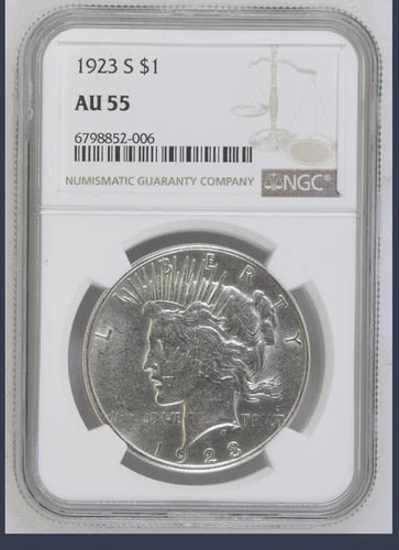 1923 S Peace Silver $1 NGC AU 55 B124