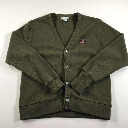 Vintage IZOD Cardigan Mens Large Olive 