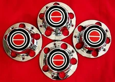 4pcs. 1980-1996 F150 BRONCO Wheel Hub CHROME RED Center Caps w/ Screws