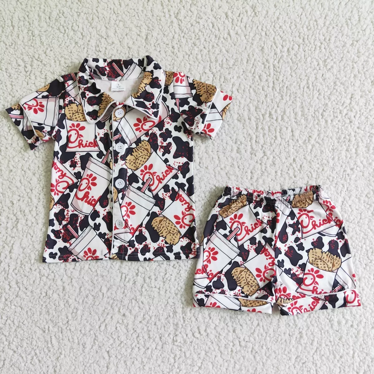 Cow print tee and shorts pj set new arrivals
