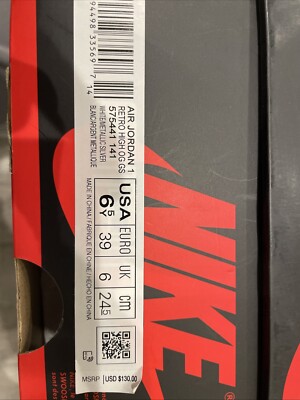 Size 6.5 Y- Jordan 1 Retro High OG GS 575441 141 White/Metallic