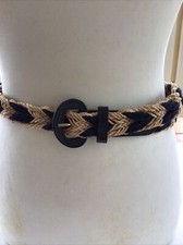 Ginnie Johansen Navy and cream Woven leather trim belt one size fits most