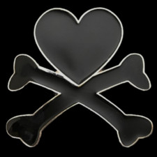 Black Heart Crossbones Belt Buckle Skull Cross Bones Evil Buckles