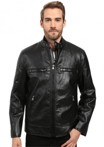 Andrew Marc Black Anson Distressed Faux 