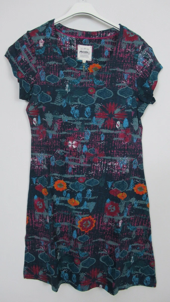 Mistral Womens Dark Navy Printed Jersey tunic T Shirt Dress Size