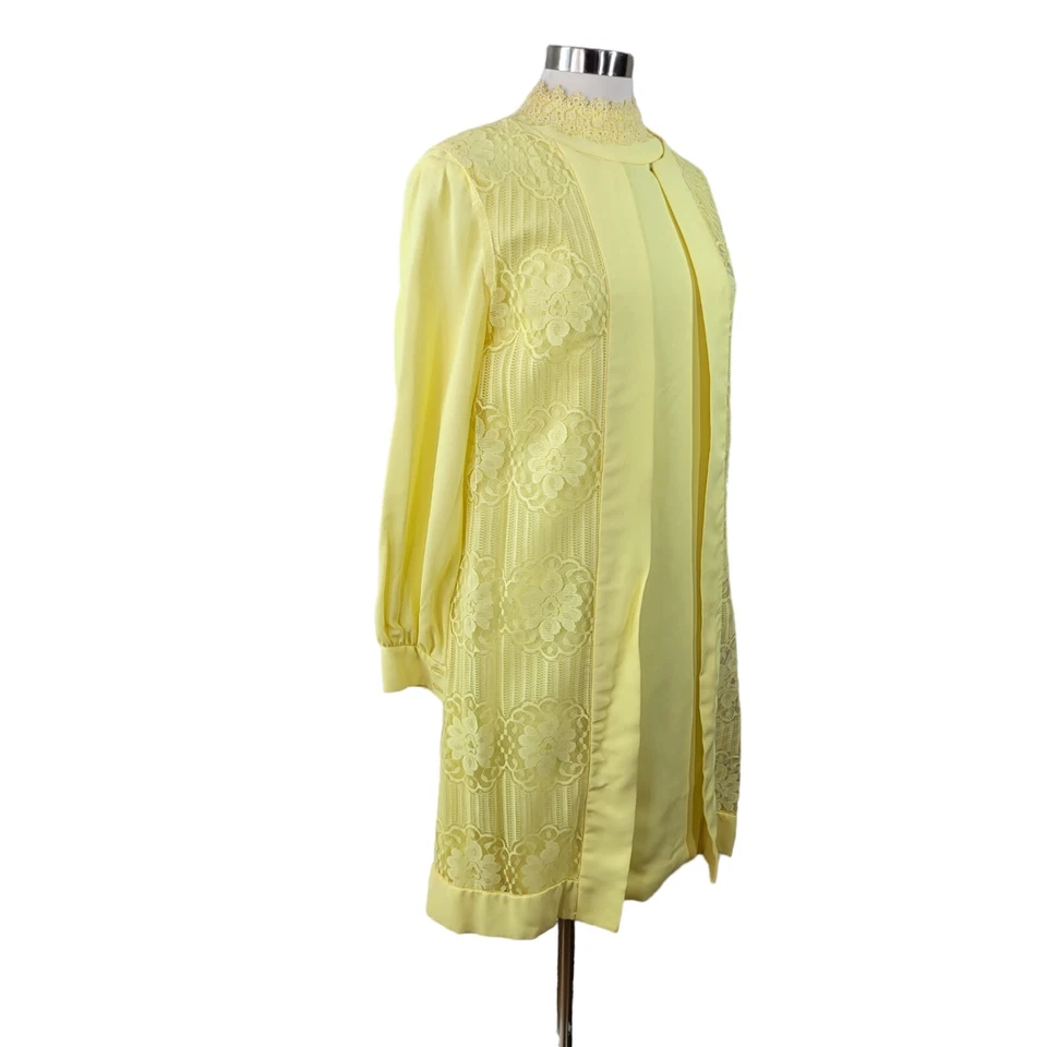 Vestido Chaqueta Vintage Años 60 70 Talla Pequeña Mediana Anfitriona Secretaria Carrera Amarillo Foto 3 de 4