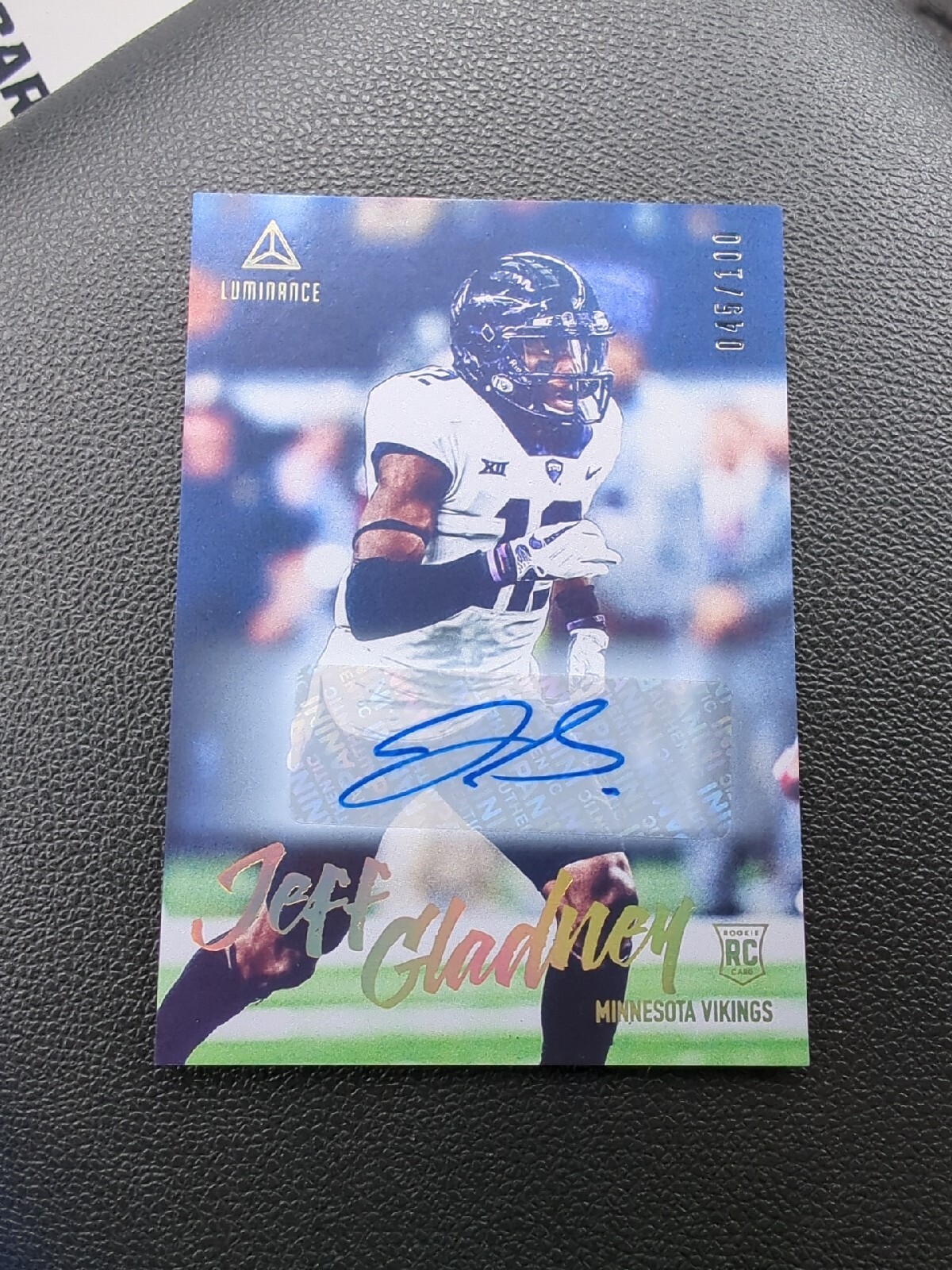 Jeff Gladney Panini Luminance #184 Autograph-Gold
