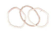 Natural Wood Bead Bracelets 7 inch Beige Brown Vintage Set Friendship lot 3