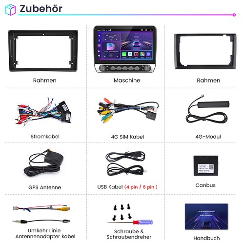 10.1” Android Carplay Autoradio Für Audi A4 S4 RS4 00-2009 GPS Nav WIFI BT DAB+ - Bild 19 von 19