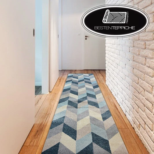 Tapis Couloir NORDIC Bleu Sapin 60/70/80/100 cm Large Maschinell - Photo 1/4