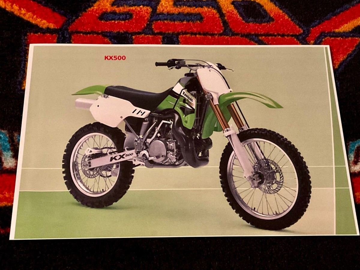 🏁 '02 03 KAWASAKI KX 500 MOTOCROSS DIRT BIKE POSTER 2 Pak Semi
