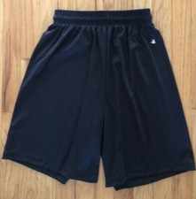 Boys ATHLETIC BASKETBALL Badger Black Shorts 100 Polyester Sz Small EXCELLENT