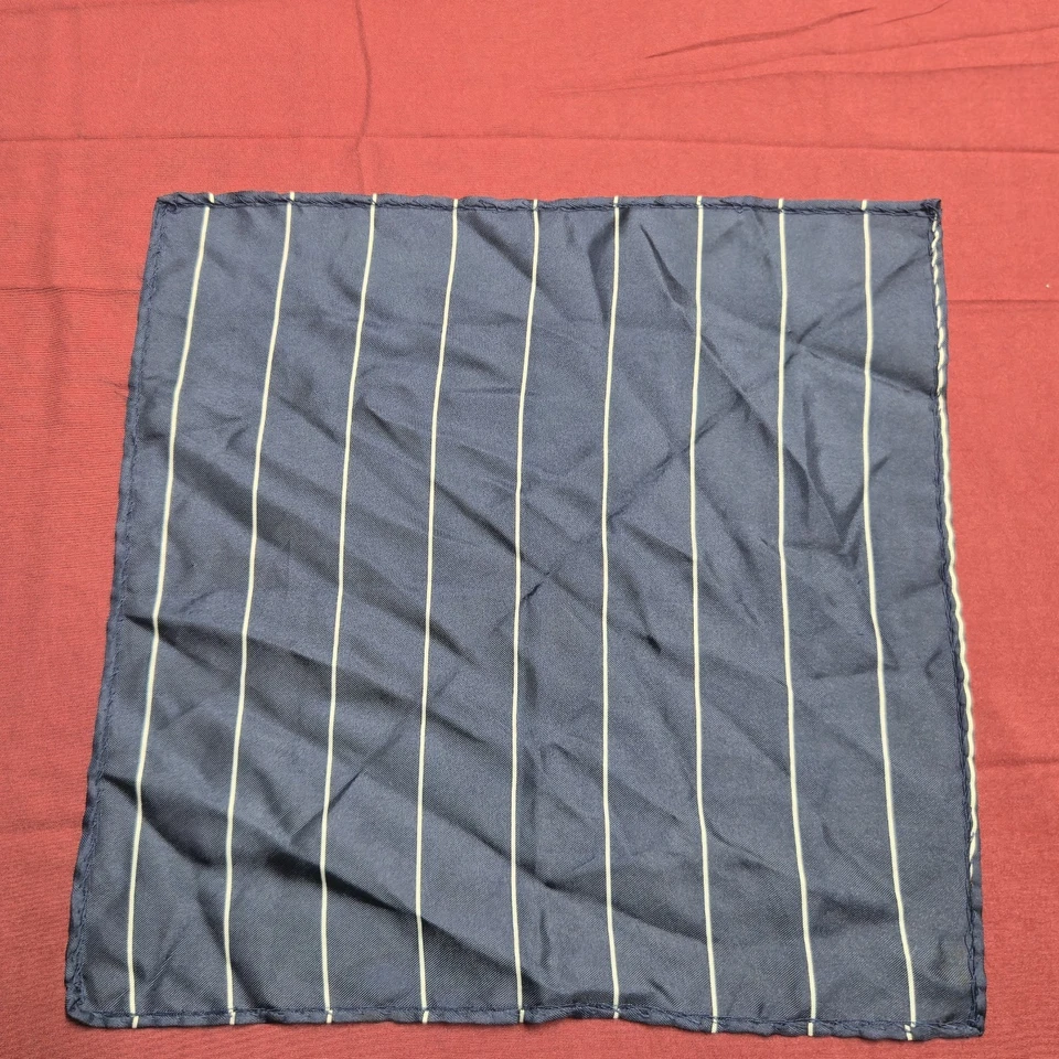 Black/Blue w/ Yellow Stripes Pocket Square 12" - Image 3 of 4