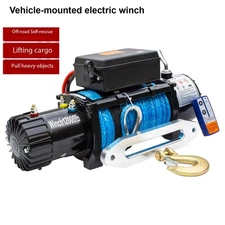 Electric Winch, Off-road Vehicle-mounted Traction Nylon Soft Rope Electric Hoist