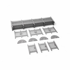 OO Gauge Security Palisade Fencing Set 10 Panels 6 Gates 4 Fans 1:76 Railway