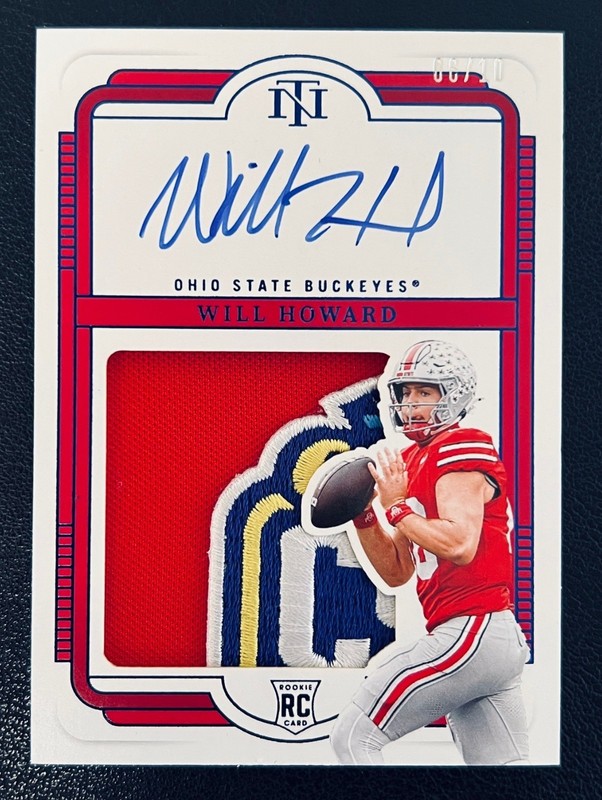 2025 Panini National Treasures #106 WILL HOWARD Cotton Bowl RC Patch Auto /10🔥