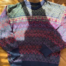vintage knit sweater 90s print purple/red/blue