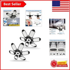 2Pack Ultra Bright 32000LM LED Garage Light with 6 Adjustable Panels, 160W