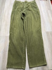 Vintage Eddie Bauer Corduroy Pants Womens 16 Pleated High Waist Olive Green