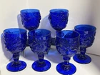 Fenton Set Of six Madonna Inn Rose Goblets In Cobalt Blue