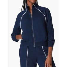 SPANX AirEssentials  Pique NWT Full Zip Track Jacket Midnight Navy Size S Small