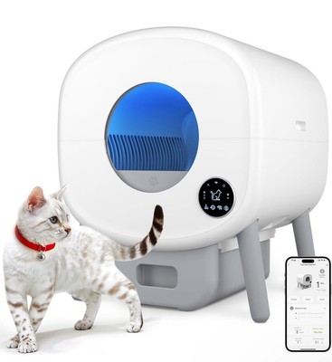 Self Cleaning Automatic Cat Litter Box 95L For Multiple Cats Wifi & App Control