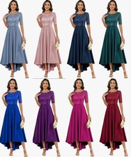 Brautmutterkleider für Hochzeit Satin Spitze Abendkleid mit A-Linie Festkleid