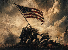 US Soldiers Raising American Flag Canvas Wall...