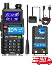 Handheld 10W Long Range Two-Way Radio with NOAA Weather  Type-C Charger